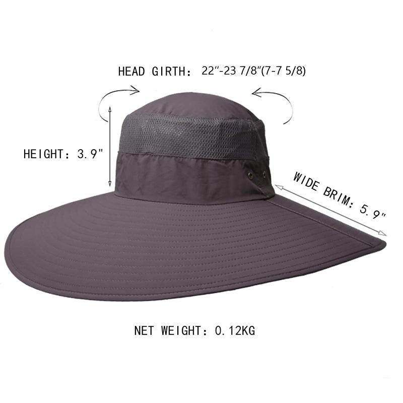 Leotruny Super Wide Brim Bucket Hat UPF50+ Waterproof Sun Hat for Fishing Hiking Camping (C05-Gray) - Image 5